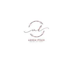 letra inicial nl logotipo femenino monograma de belleza y elegante diseño de logotipo, logotipo de escritura a mano de firma inicial, boda, moda, floral y botánica con plantilla creativa vector