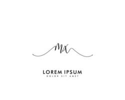 Initial MX Feminine logo beauty monogram and elegant logo design, handwriting logo of initial signature, wedding, fashion, floral and botanical with creative template vector