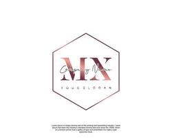 Initial MX Feminine logo beauty monogram and elegant logo design, handwriting logo of initial signature, wedding, fashion, floral and botanical with creative template vector