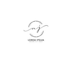 letra inicial nj logotipo femenino monograma de belleza y elegante diseño de logotipo, logotipo de escritura a mano de firma inicial, boda, moda, floral y botánica con plantilla creativa vector