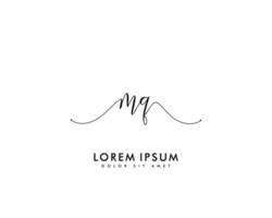 Initial MQ Feminine logo beauty monogram and elegant logo design, handwriting logo of initial signature, wedding, fashion, floral and botanical with creative template vector