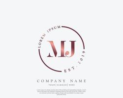 Initial MJ Feminine logo beauty monogram and elegant logo design, handwriting logo of initial signature, wedding, fashion, floral and botanical with creative template vector