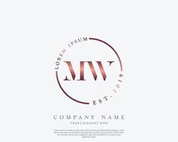 Initial MW Feminine logo beauty monogram and elegant logo design, handwriting logo of initial signature, wedding, fashion, floral and botanical with creative template vector