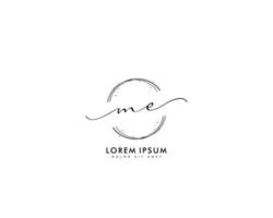 Initial ME Feminine logo beauty monogram and elegant logo design, handwriting logo of initial signature, wedding, fashion, floral and botanical with creative template vector