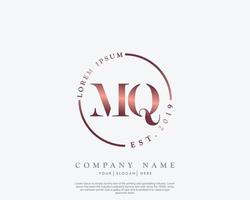 Initial MQ Feminine logo beauty monogram and elegant logo design, handwriting logo of initial signature, wedding, fashion, floral and botanical with creative template vector