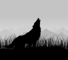 lobo en las montañas vector