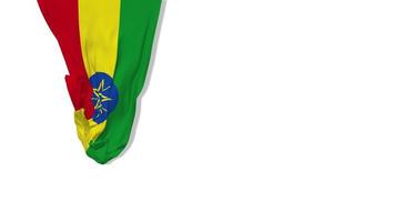 bandeira de tecido pendurado da etiópia acenando ao vento renderização em 3d, dia da independência, dia nacional, chroma key, seleção luma matte da bandeira video