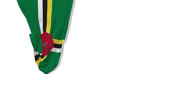 dominica hangende kleding stof vlag golvend in wind 3d weergave, onafhankelijkheid dag, nationaal dag, chroma sleutel, luma matte selectie van vlag video