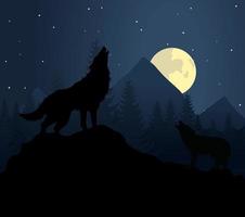 Wolf in mountains vector