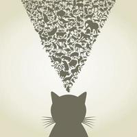 gato, vector, ilustración vector