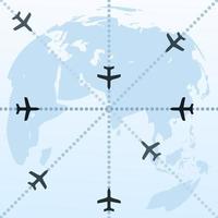 Routes of planes in the world. A vector illustration