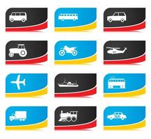 Icons of different types of transport. A vector illustration