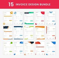 15 corporate invoice design bundle collection, business invoice set design. Stationery design layout vector