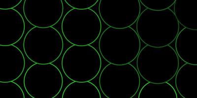 Dark Green vector background with circles.