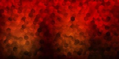 Dark red, yellow vector pattern with hexagons.