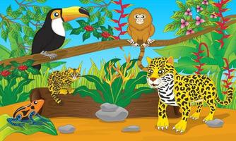 animals in the amazon forest, illustration, vector, eps10, editable vector