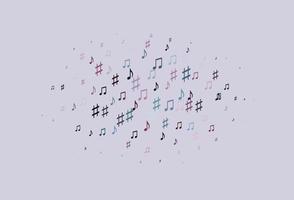 Light Blue, Red vector background with music symbols.