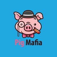 Pig E-sport Mascot Logo Design. Illustration Of Pig Mafia E-sport Logo Design