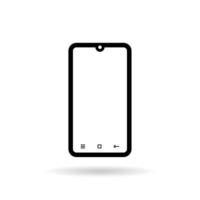 Smartphone icon. Handphone full screen. mobile phone. white background. Transparent black and white mobile phone. icon vector full screen handphone