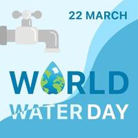 World water day illustration poster. Save water web template, flyer, banner, greeting card. Vector illustration