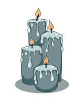 Vector graphics flat illustration of candles scented burning flowing paraffin