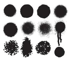 Vector set of ink splashes. Black ink splatter mud stain splatter spray splatter with drops blots isolated vector grunge silhouette set