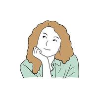 illustration of woman thinking while smiling vector