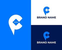 Letter C P CP PC chat communication logo design vector element