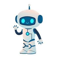 Cute Robot Waving Hand. Cartoon Science Technology Concept Isolated Vector. Flat Cartoon Style vector