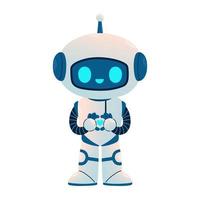 Cute Robot with heart. Cartoon Science Technology Concept Isolated Vector. Flat Cartoon Style vector