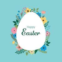 Happy Easter banner, poster, greeting card. Trendy Easter design flowers, leaves, and berries. Modern minimal style vector