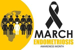 ilustración vectorial sobre el tema del mes de la conciencia de la endometriosis que se celebra cada año durante el mes de marzo. vector