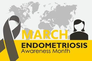 ilustración vectorial sobre el tema del mes de la conciencia de la endometriosis que se celebra cada año durante el mes de marzo. vector