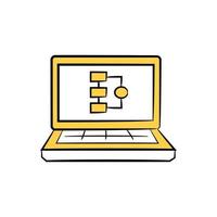 laptop and diagram icon vector