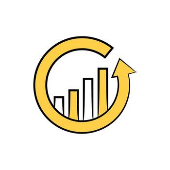 bar chart and arrow icon vector