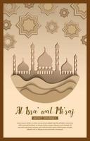 Isra Miraj Poster with Paper Craft Style vector