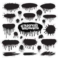 Set of a graffiti brush and drops vector