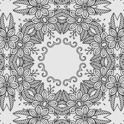 vector coloring geometric flower shapes and textile fabric pattern background.