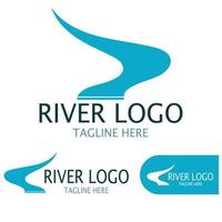 Logos of rivers, creeks, riverbanks and streams, tributaries, riverbanks with a combination of mountains and agricultural land with a modern and simple minimalist vector design concept