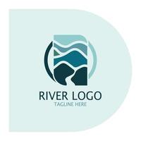 Logos of rivers, creeks, riverbanks and streams, tributaries, riverbanks with a combination of mountains and agricultural land with a modern and simple minimalist vector design concept