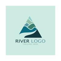 Logos of rivers, creeks, riverbanks and streams, tributaries, riverbanks with a combination of mountains and agricultural land with a modern and simple minimalist vector design concept