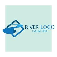 Logos of rivers, creeks, riverbanks and streams, tributaries, riverbanks with a combination of mountains and agricultural land with a modern and simple minimalist vector design concept