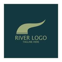 Logos of rivers, creeks, riverbanks and streams, tributaries, riverbanks with a combination of mountains and agricultural land with a modern and simple minimalist vector design concept