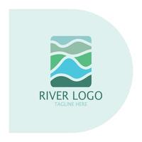 logotipos de ríos, riachuelos, riberas y arroyos, afluentes, riberas con una combinación de montañas y tierras agrícolas con un concepto de diseño vectorial moderno y minimalista vector