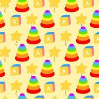 Nursery seamless pattern with kids toys. Childish vector fabric print.