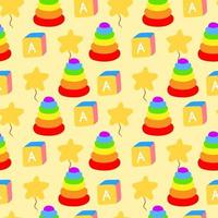 Nursery seamless pattern with kids toys. Childish vector fabric print.