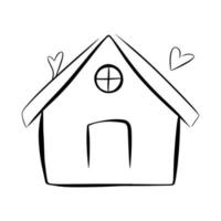 Outline house icon, doodle vector isolated on white background. Dog house design element.