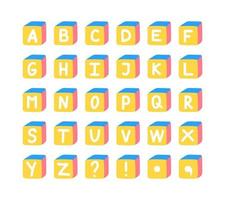 fuente de cubo lindo 3d de dibujos animados para niños en edad preescolar. conjunto de alfabeto inglés de colores vectoriales. vector