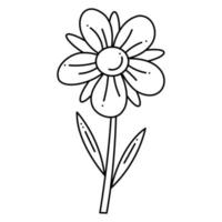 Flower doodle absrtact second. Hand drawn outline vector illustration.