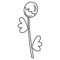 Flower doodle absrtact. Hand drawn outline vector illustration.